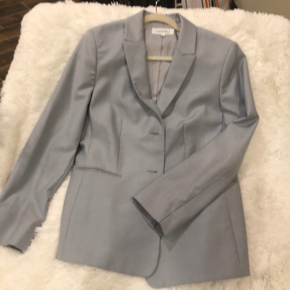 Calvin Klein gray Plaid Blazer